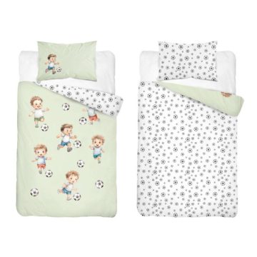   Maya Moo Gyerek pamut ágyneműhuzat 90x120cm - Kis Focisták zöld