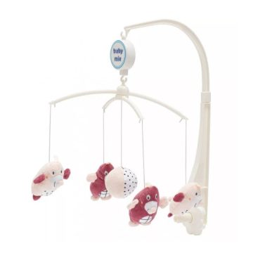 Baby Mix Plüss Forgó-Zenélő - Rózsaszín Vakond