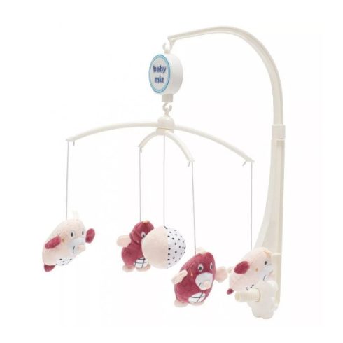 Baby Mix Plüss Forgó-Zenélő - Rózsaszín Vakond