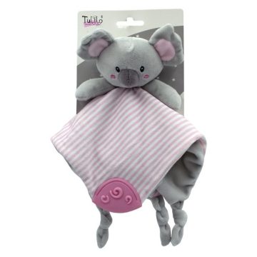   Tulilo Plüss Alvókendő Rágókával és Csörgővel - Szürke/Rózsaszín Koala