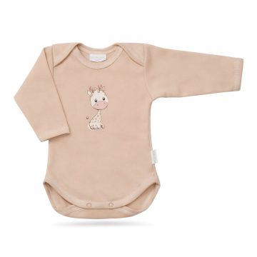   Babastar Hosszú Ujjú pamut body - Zsiráf It's a boy! - Mogyoró - 56