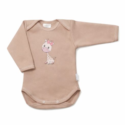 Babastar Hosszú Ujjú pamut body - Zsiráf It's a girl! - Mogyoró - 62