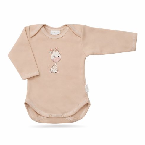 Babastar Hosszú Ujjú pamut body - Zsiráf It's a boy! - Mogyoró - 74