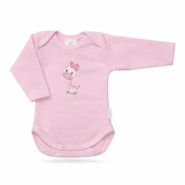   Babastar Hosszú Ujjú pamut body - Zsiráf It's a girl! - Rózsaszín - 80