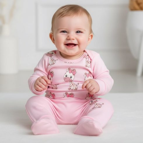 Babastar Pamut pocaknadrág mintával 50 - Rózsaszín Zsiráf Lány