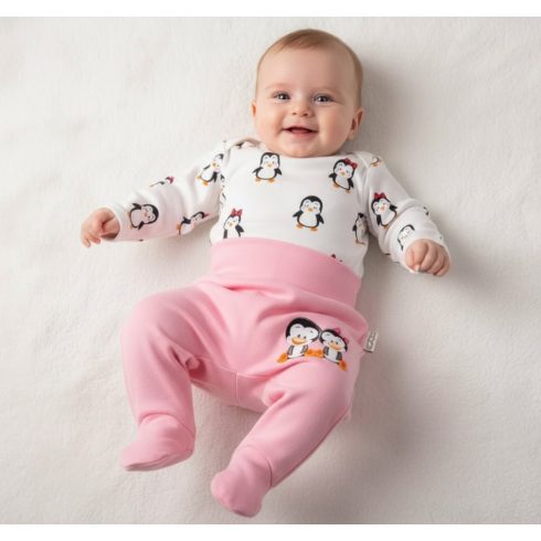 Babastar Pamut pocaknadrág mintával 68 - Rózsaszín Pingvinpár