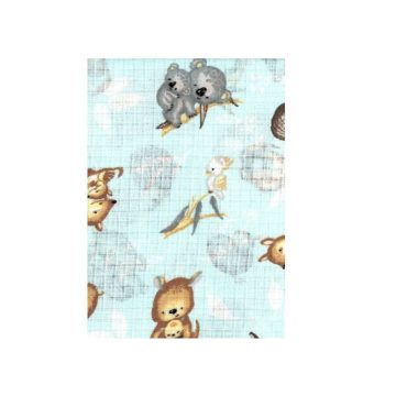   BS Textil pelenka 1db-os - Mama állatok kicsinyükkel - Türkizkék