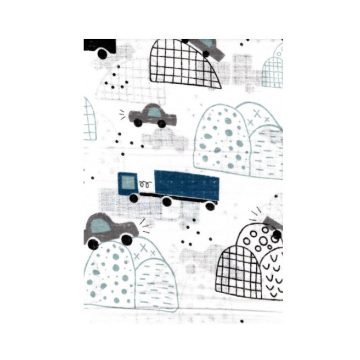BS Textil pelenka 1db-os - Menta/Szürke Autók