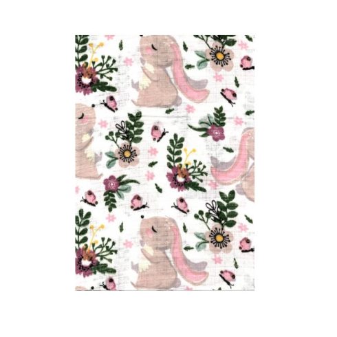 BS Textil pelenka 1db-os - Nyuszi Virágokkal