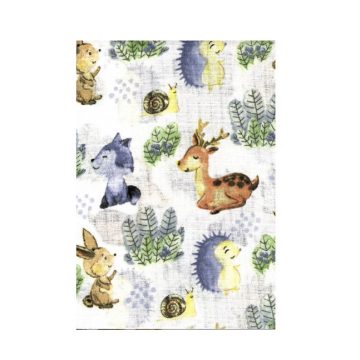   BS Textil pelenka 1db-os - Erdei Állatok (süni, őzike ,nyuszi, róka)