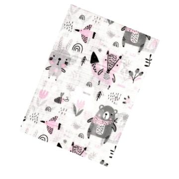   BS Textil pelenka 1db-os - Szürke/Rózsaszín Erdei Állatos 