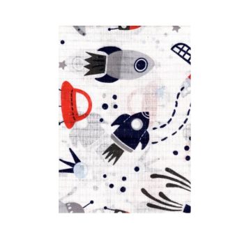 BS Textil pelenka 1db-os - Kék/Piros Űrhajó