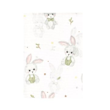 BS Textil pelenka 1db-os - Zöld Ruhás Nyuszi