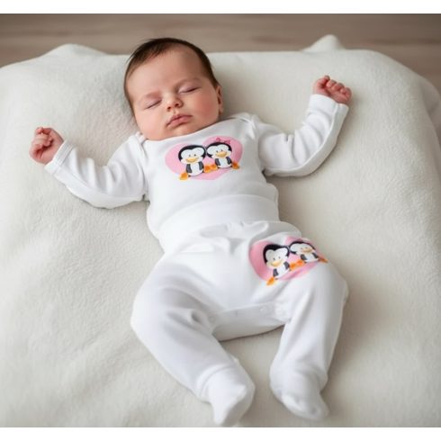 Babastar Pamut pocaknadrág mintával 56 - Fehér Pingvinpár