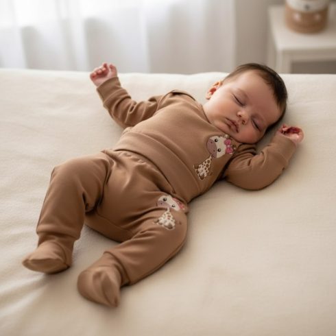 Babastar Pamut pocaknadrág mintával 56 - Bézs Zsiráf Lány