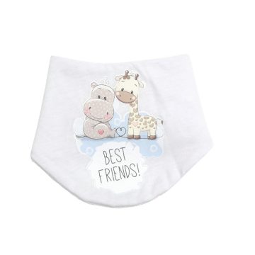   Babastar Pamut baba nyálkendő mintás - Fehér - "Best Friends" Kék