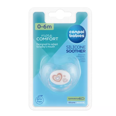 Canpol Babies Szimmetrikus Játszócumi 0-6 - Áttetsző/Bézs Szíves 