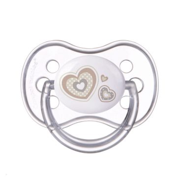   Canpol Babies Szimmetrikus Játszócumi 6-18m+ - Áttetsző/Bézs Szíves 