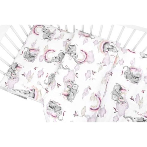 BS Ágyneműgarnitúra 3 részes - Szivárványos Elefánt rózsaszín