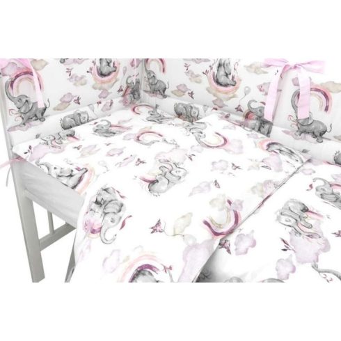 BS Ágyneműgarnitúra 3 részes - Szivárványos Elefánt rózsaszín