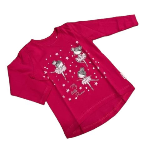 Chrisma Hosszóujjú Pamut Póló - Pink Balerinás 86