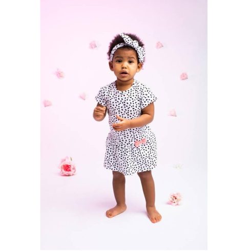 Nicol Lányka Nyári Pamut Ruha - Fehér/Fekete Pöttyös 122