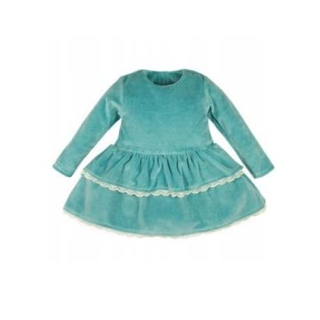 Mrofi Bársony Ruha 80 - Menta/Fehér Csipke Széllel 