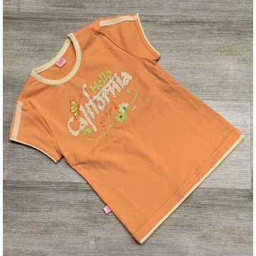  Lányka Póló - Narancs Nyomott Mintás "California" 134 (KIÁRUSÍTÁS)
