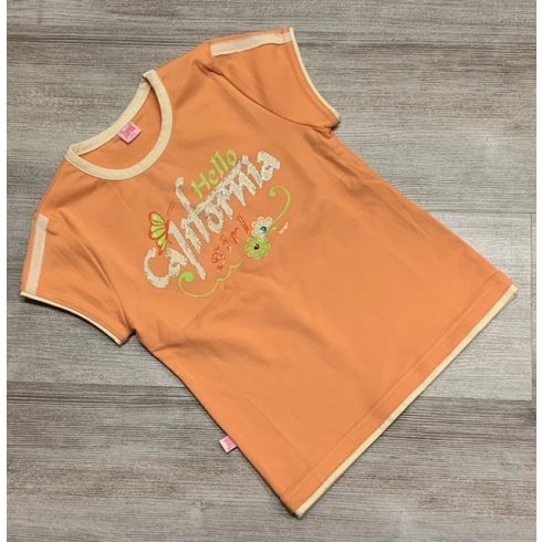 Lányka Póló - Narancs Nyomott Mintás "California" 134 (KIÁRUSÍTÁS)