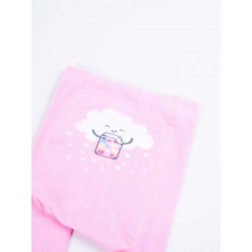   Yo Club! Pamut Harisnyanadrág csúszásgátlós - Rózsaszín Felhős 68/74