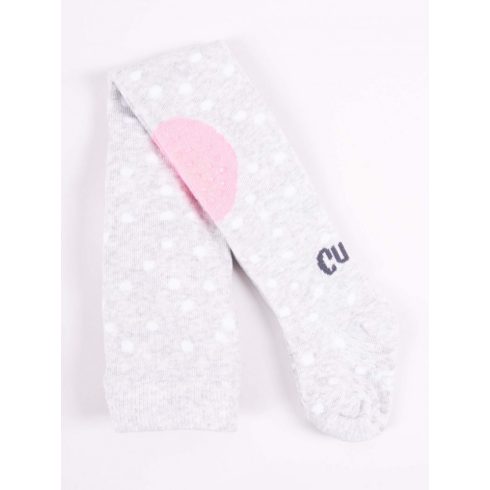 Yo Club! Pamut Harisnyanadrág csúszásgátlós - Szürke Rózsaszín Alvó Cica 74/80
