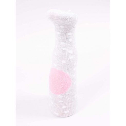 Yo Club! Pamut Harisnyanadrág csúszásgátlós - Szürke Rózsaszín Alvó Cica 74/80