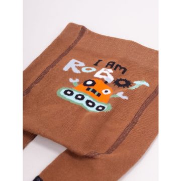   Yo Club! Pamut Harisnyanadrág csúszásgátlós  - Barna Robotos 74/80