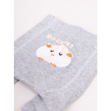   Yo Club! Pamut Harisnyanadrág csúszásgátlós - Szürke/Rózsaszín Hörcsög 86/92