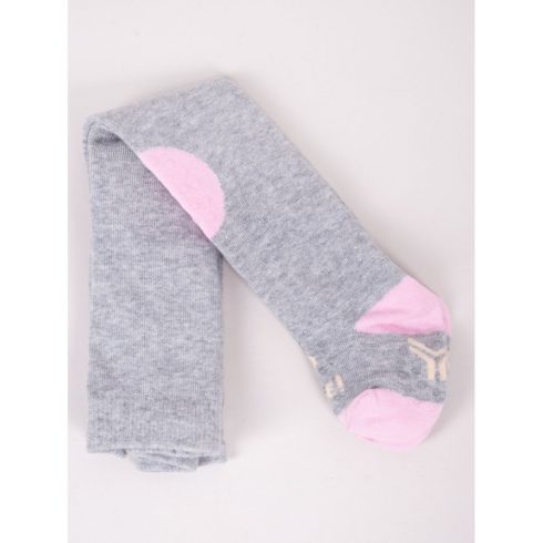 Yo Club! Pamut Harisnyanadrág csúszásgátlós - Szürke/Rózsaszín Hörcsög 86/92
