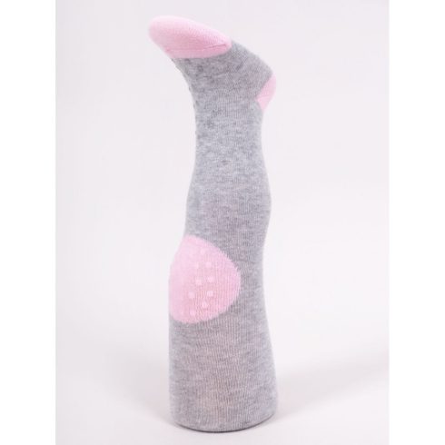 Yo Club! Pamut Harisnyanadrág csúszásgátlós - Szürke/Rózsaszín Hörcsög 86/92