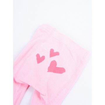   Yo Club! Pamut Harisnyanadrág csúszásgátló talppal - Rózsaszín Szíves 104/110