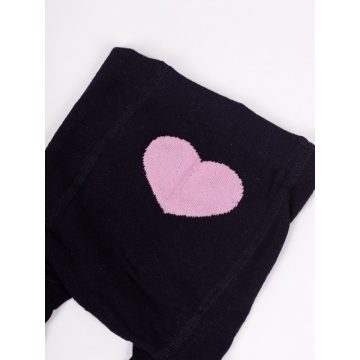   Yo Club! Pamut Harisnyanadrág csúszásgátló talppal - Kék/Rózsaszín Pöttyös Szívvel 56-62