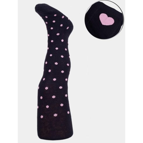 Yo Club! Pamut Harisnyanadrág csúszásgátló talppal - Kék/Rózsaszín Pöttyös Szívvel 56-62