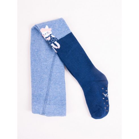 Yo Club! Pamut Harisnyanadrág csúszásgátló talppal - Sötét Kék Cicás 92/98