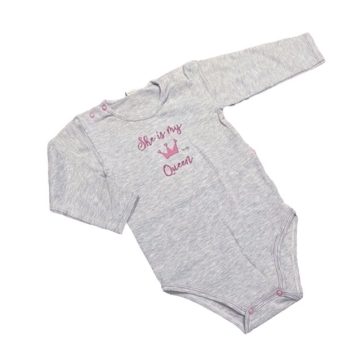   Mrofi Hosszú Ujjú Body - Rózsaszín/Kék Csíkos Szívvel - 92
