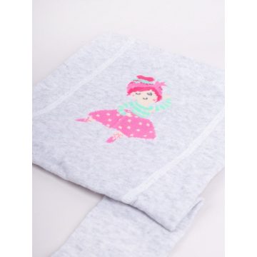   Yo Club! Pamut Harisnyanadrág - Szürke/Rózsaszín Táncoló Lány 68-74