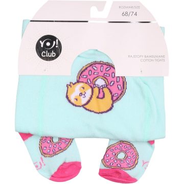   Yo Club! Pamut Harisnyanadrág - Menta Zöld/Rózsaszín Fánkos 68/74