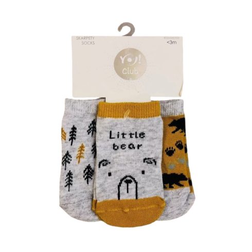 Yo Bébi Zokni Mintás 3db-os - Kék Macis 6-9