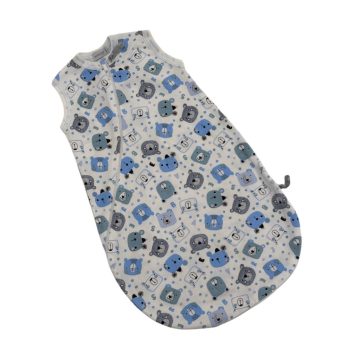   Wikids Ujjatlan Vékony pamut hálózsák - Fehér/Kék Macis 56/62