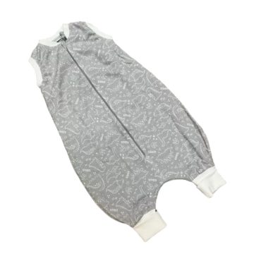   Wikids 2 Rétegű Pamut Tipegő Hálózsák - Szürke/Fehér Szegéllyel Dinós 80/86