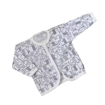   Wikids mintás cipzáros kocsikabát - Fehér/ Kék Elefánt - 56