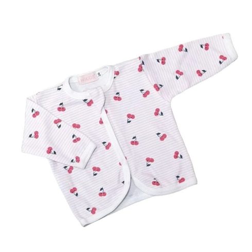 Wikids mintás cipzáros kocsikabát - Rózsaszín csíkos / Cseresznyés - 74