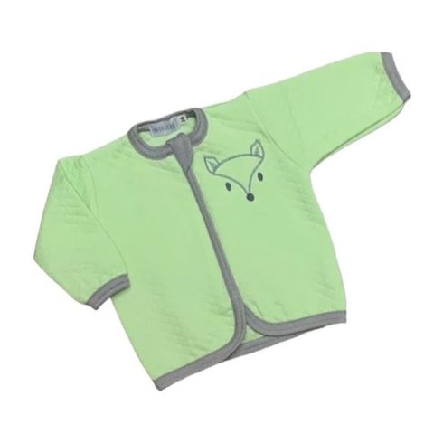 Wikids steppelt pamut cipzáros kocsikabát - Zöld/Szürke Róka Hímzéssel - 68