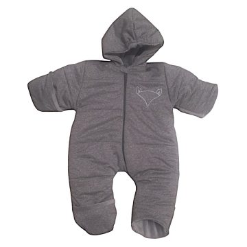   Wikids Baby overál+sál Róka hímzéssel - Melange szürke 56/62